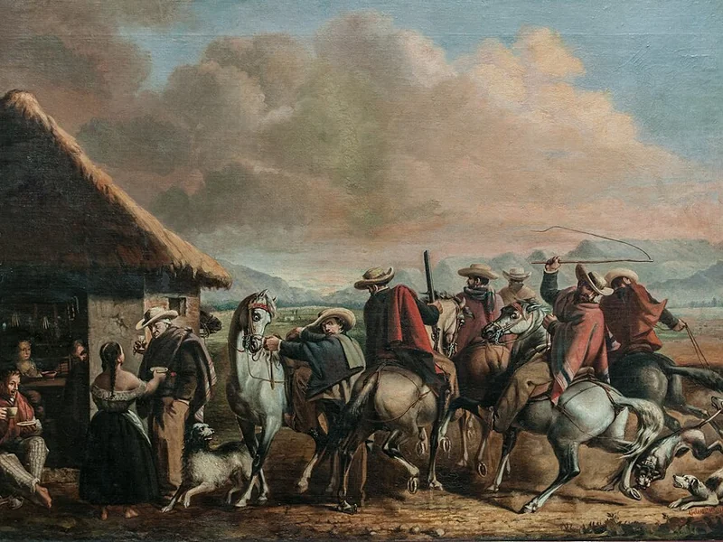 1820-Celestino Martínez - I cacciatori a cavallo presso la locanda, 1866